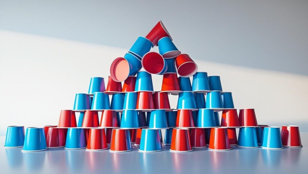 Paper Cup Pyramid Game