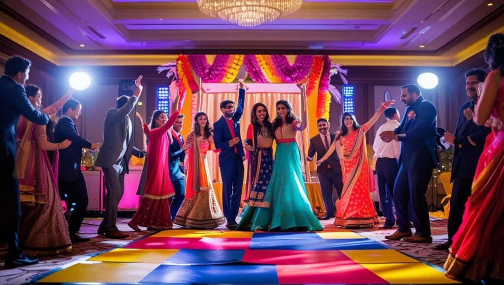 Unforgettable Sangeet Night with Dance Mats & Photo Booth Fun