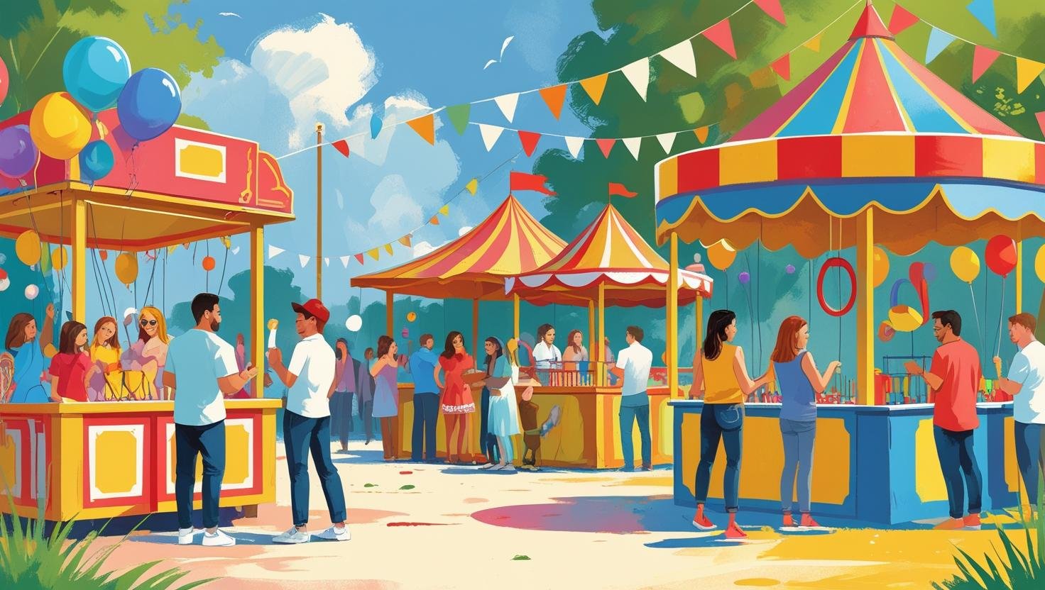 Balloon Shooting, Ring Toss, & Other Game Stalls