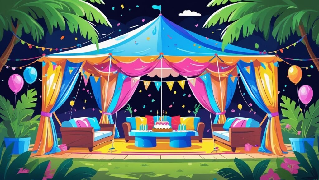 Monsoon Tent Setup for Outdoor Birthdays