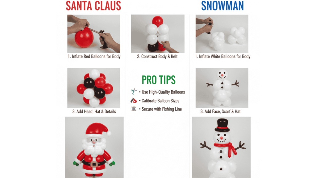 Santa & Snowman Balloon Sculptures