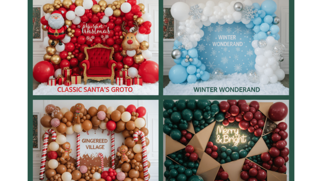 Christmas Photo Booth Ideas with Balloon Walls