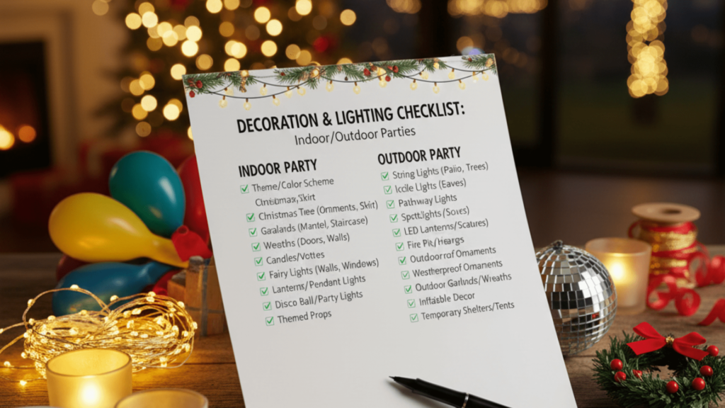 Decoration and Lighting Checklist for Indoor/Outdoor Parties