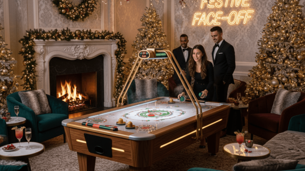 Air Hockey Lounge Setup for Luxury Christmas Events