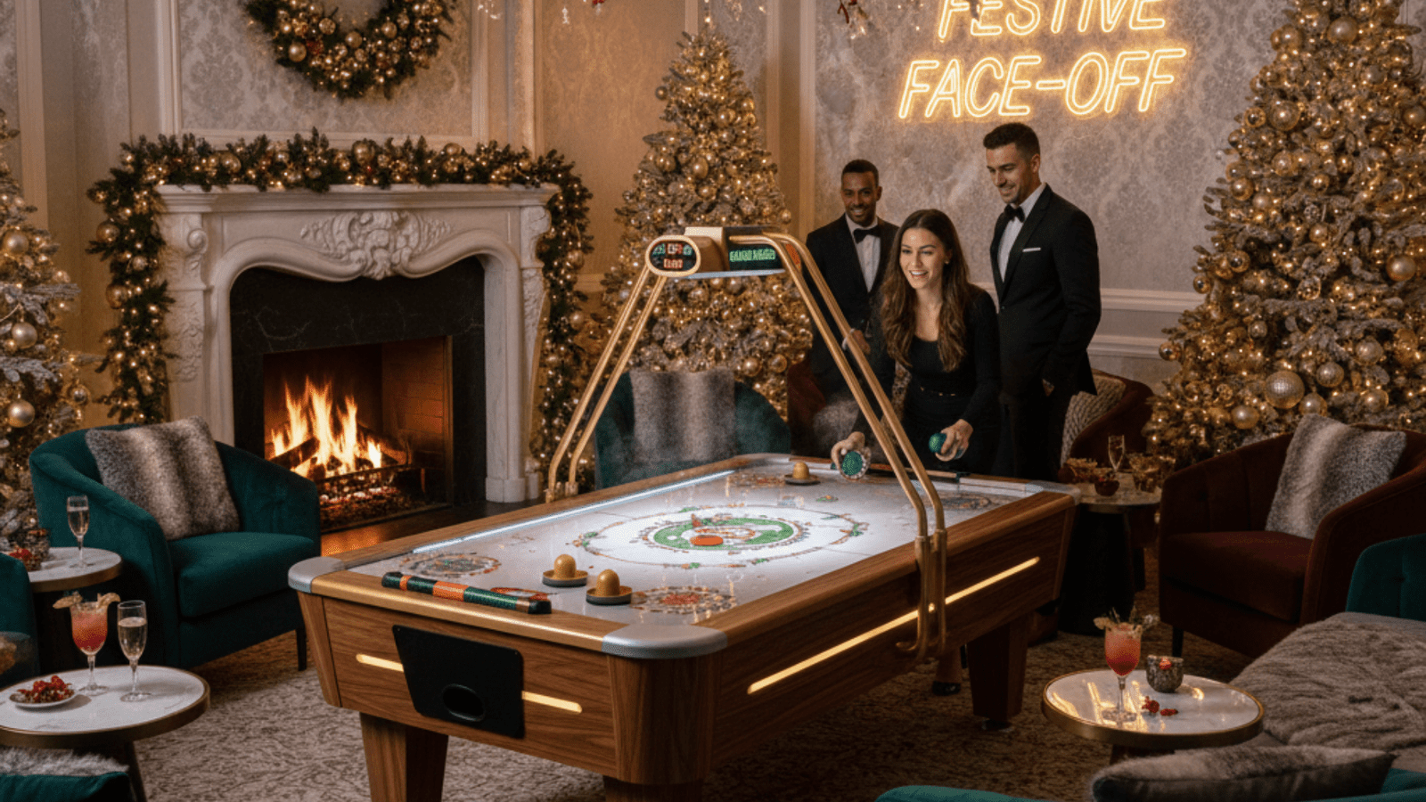 Air Hockey Lounge Setup for Luxury Christmas Events