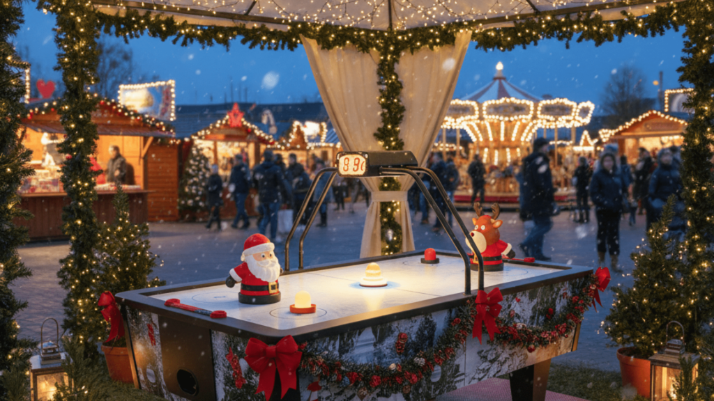 Outdoor Air Hockey Setup for Christmas Events