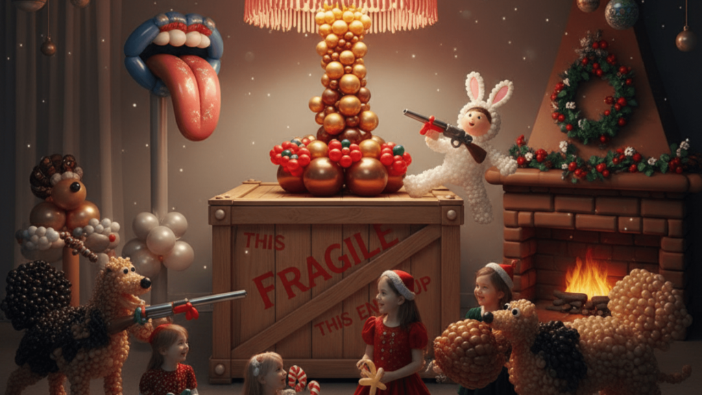 Christmas Story-Themed Balloon Decor for Kids