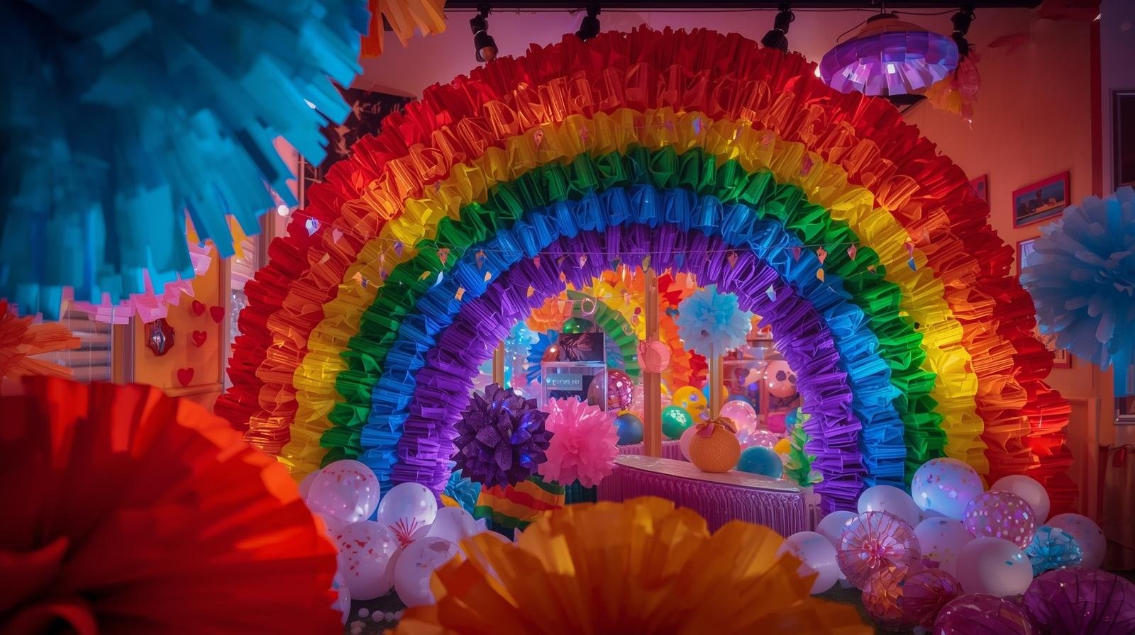Romantic Rainbow Theme Anniversary Decoration in Delhi