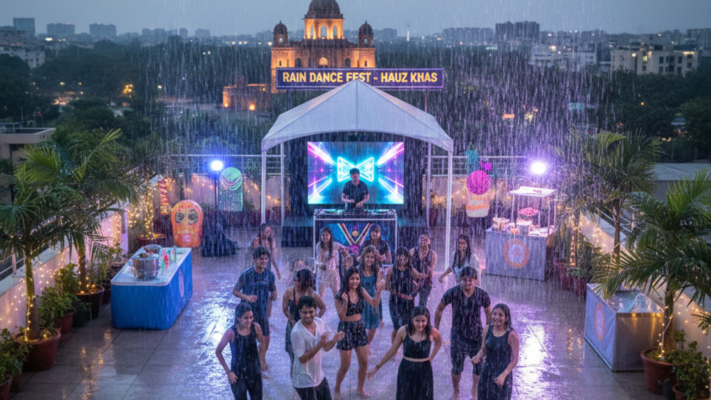 Rain Dance Party Setup in Hauz Khas Homes