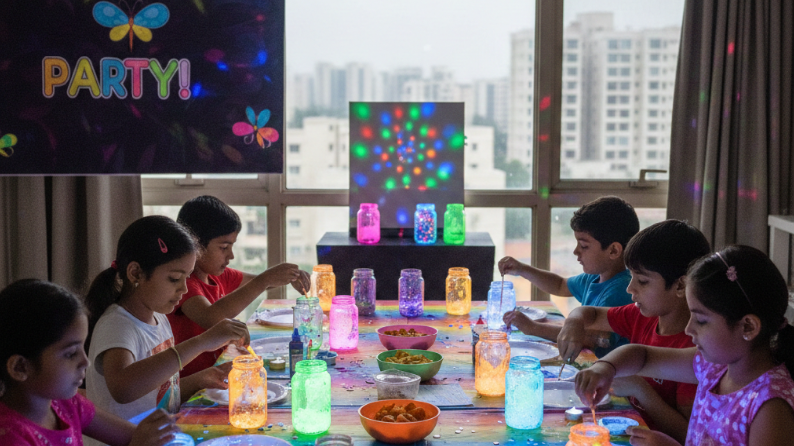 Glow Jar DIY Ideas in Noida Kids Parties