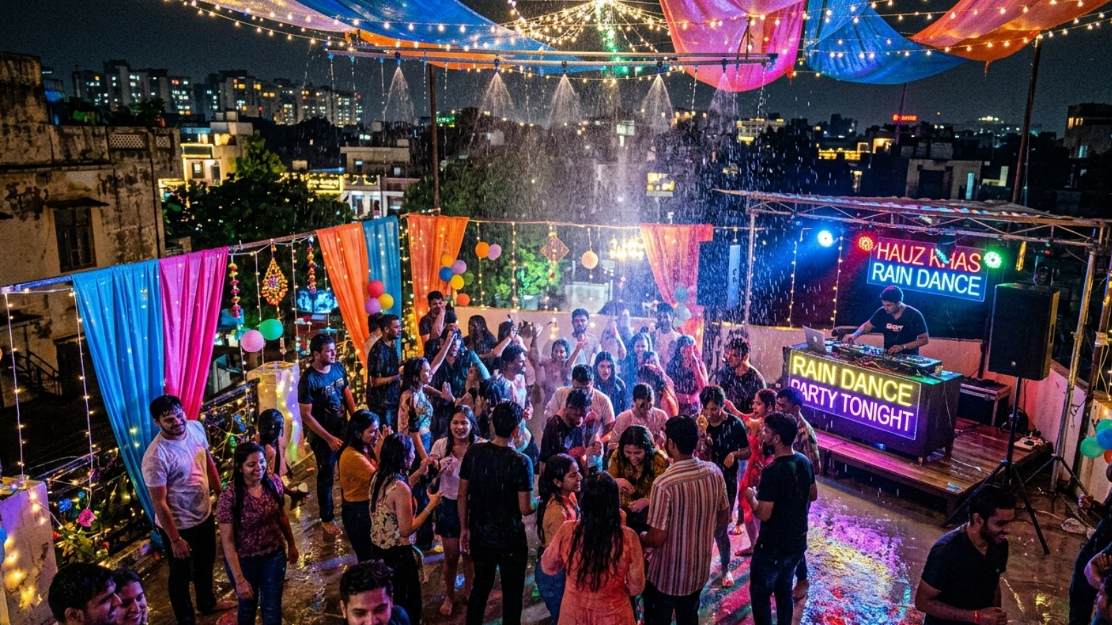 Rain Dance Party Setup in Hauz Khas Homes