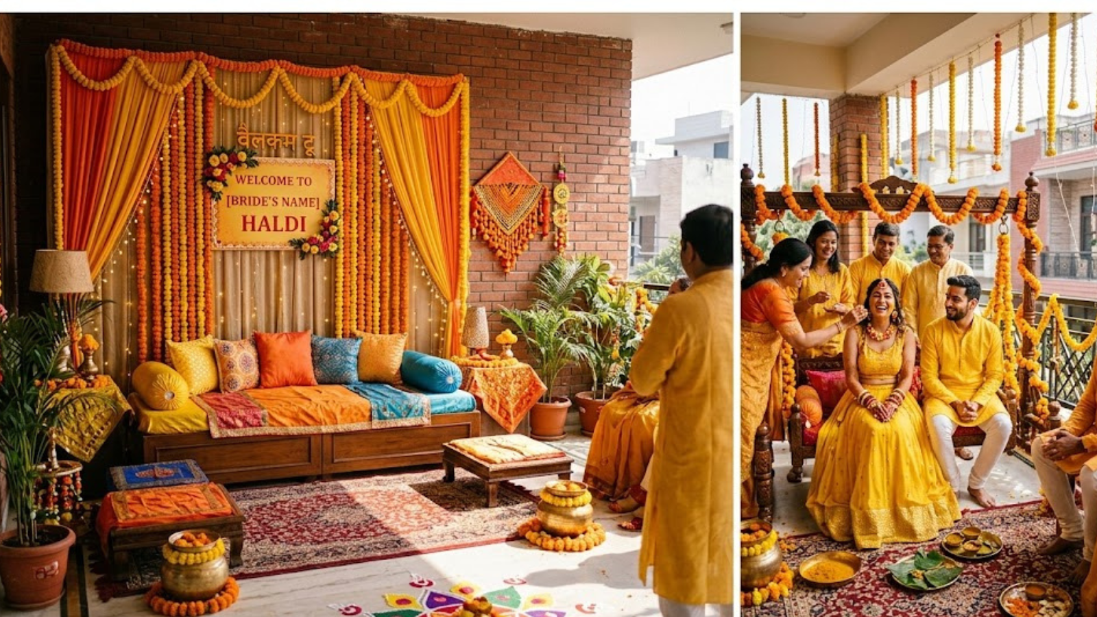 Haldi decoration at home in Delhi