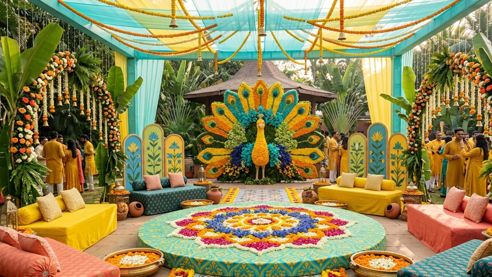 Outdoor haldi decoration ideas in Delhi