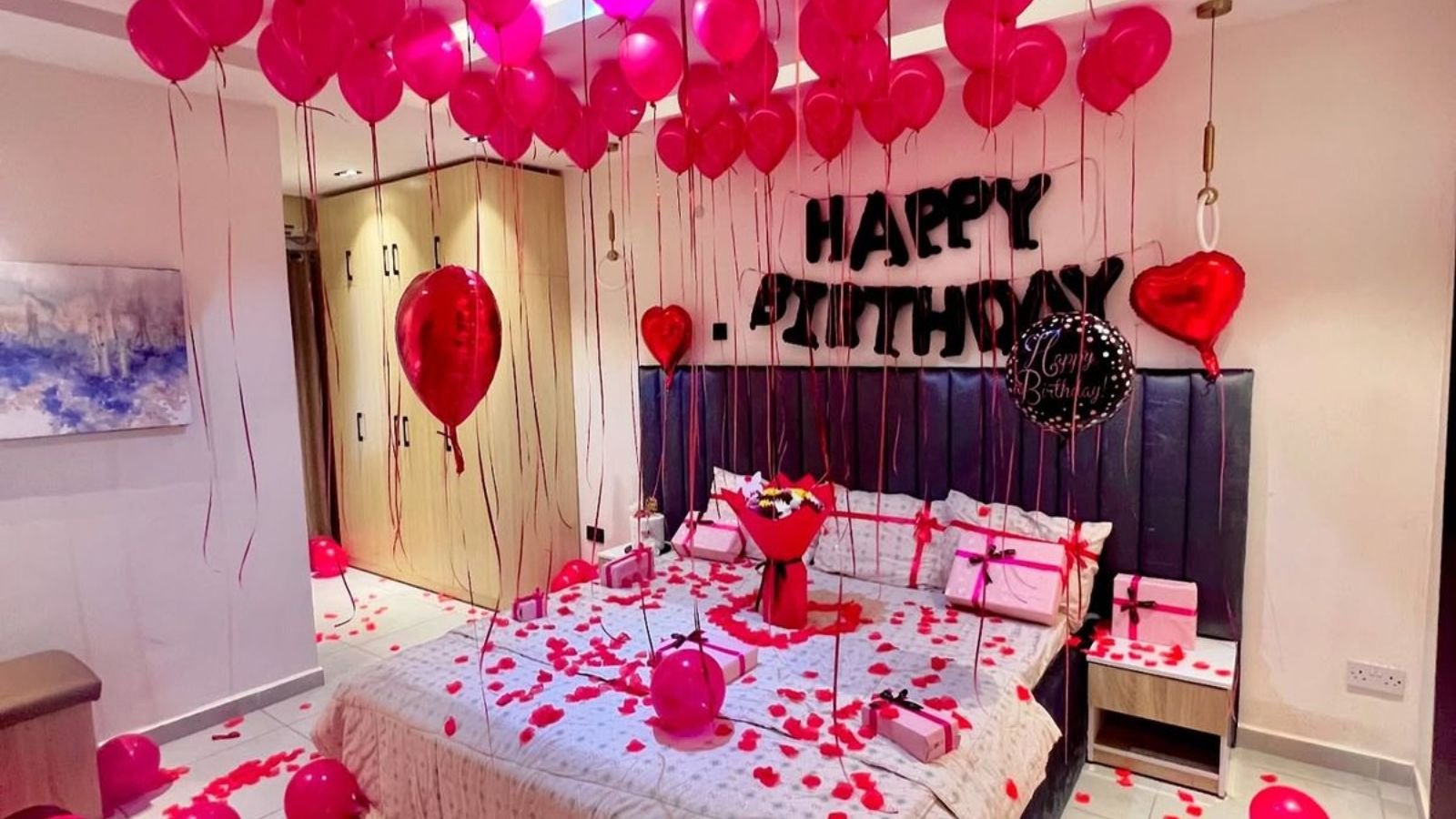 Surprise Birthday Decoration for Husband in Niti Bagh with Balloons