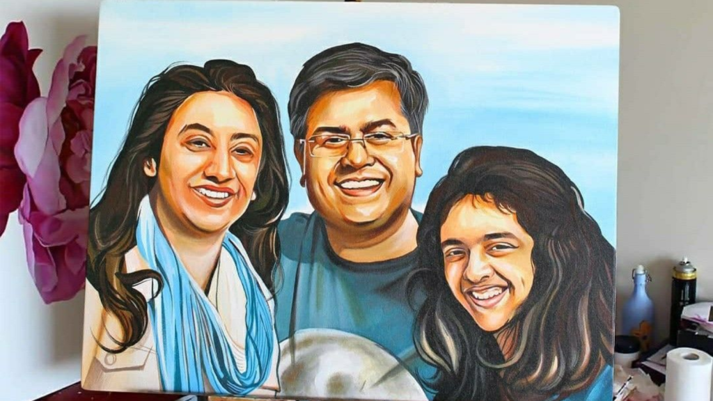 Family Portrait Painting in Chandigarh