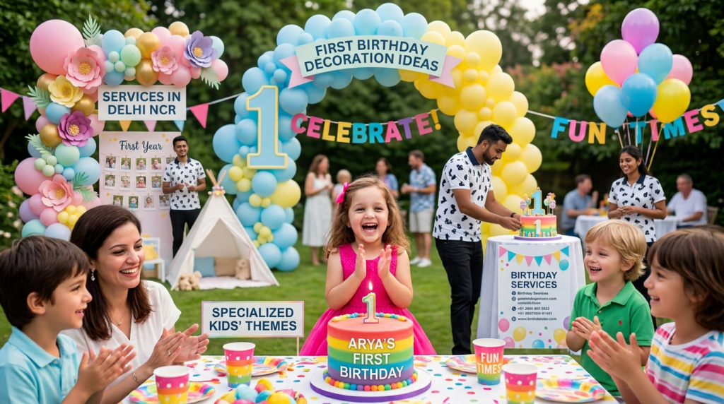 Birthday balloon decoration with themed backdrop for home and venue celebrations in Delhi NCR