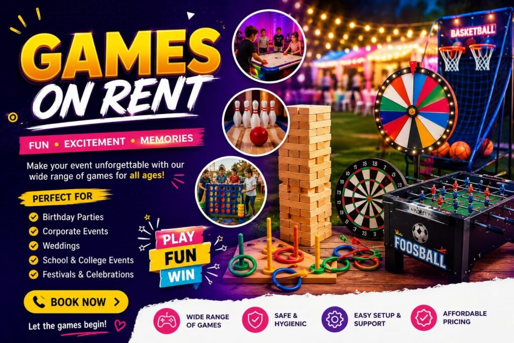 Games on Rent setup for creative event entertainment