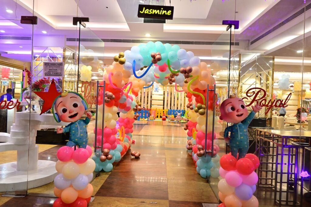 Kids birthday party planner in Delhi with colourful decoration and games
